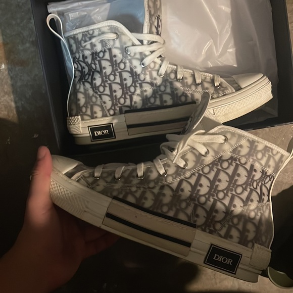DIOR B23 HIGH TOP LOGO OBLIQUE WHITE BLACK CLEAR TRANSLUCENT SIZE 11/45 - Picture 7 of 7